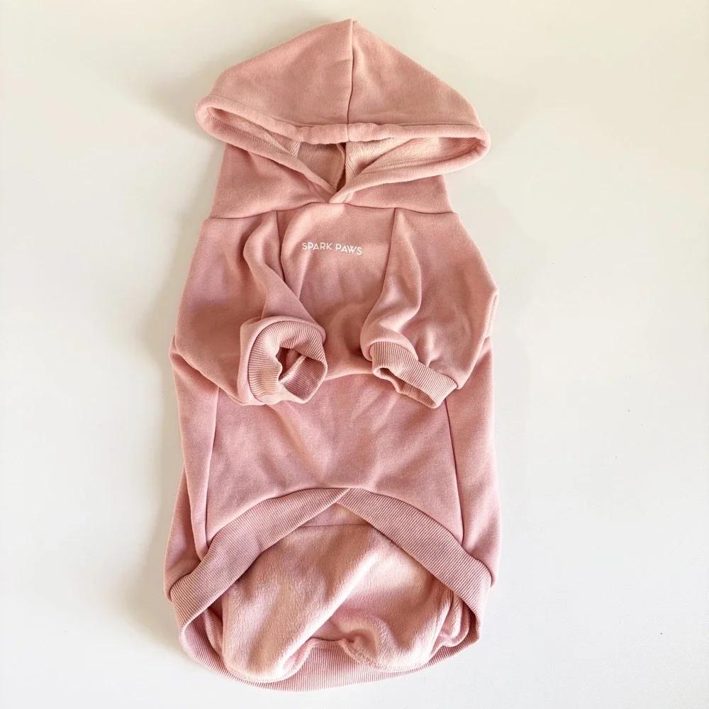Spark Paws Dog Essential Fleece Lined Hoodie Dusty Rose Pink Pet Sweatshirt 2XL